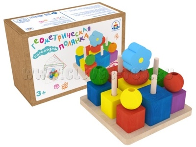 Пирамидка деревянная "Геометрическая полянка"