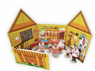 Папка - декорация из фетра "Удмуртская изба" + 45 карточек