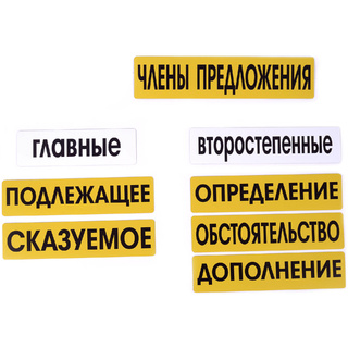 Набор магнитных карточек "Члены предложения" (фон жёлтый)
