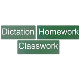 Магнитные карточки "Classwork" "Homework" "Dictation" (фон зелёный)